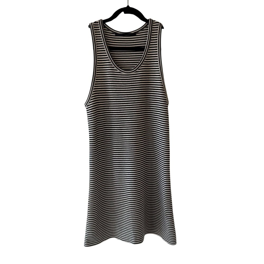Haider Ackermann Size M Striped Wool Sleeveless Mini Dress Black & White